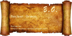Becker Ormos névjegykártya